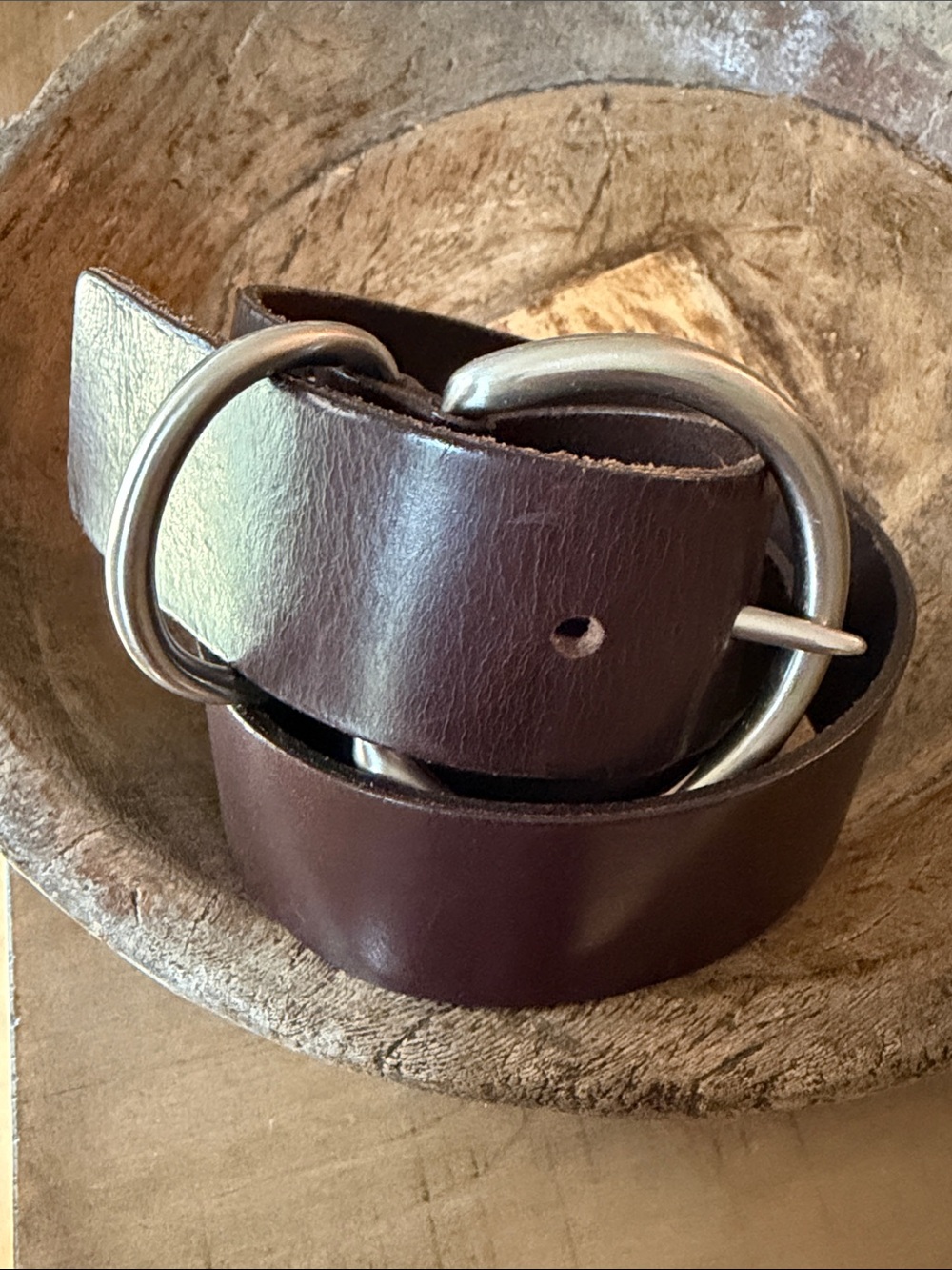 EUC Banana Republic Brown Italian Leather Nickel Hardware Belt Size M